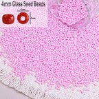 2000pcs Glass Seed Beads Bulk, 4mm 6/0 Mini Pony Spacer Small Individual Color Seed Beads for DIY Bracelet Necklaces Wrist Jewelry Making, Light Pink - color: Light Pink