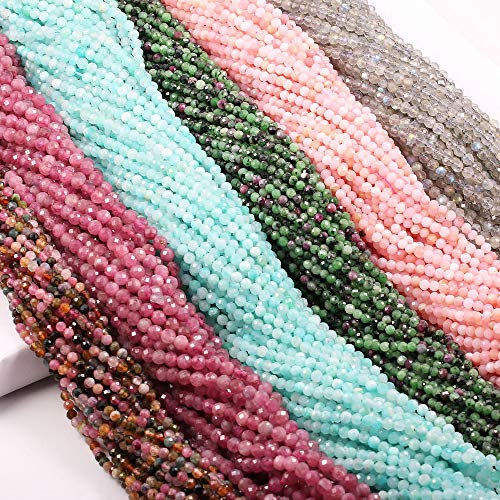 Natural Faceted Rose Quartz Beads Natural Stones Loose Bead for Jewelry Making Bracelet Necklace (Size 3mm,Length 15") - color: Rose Quartz, size: 3mm