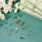 SUNNYCLUE 1 Box 500Pcs Brass Snap on Bails Set 30Pcs 2 Style Brass Pinch Bails 475Pcs 3 Style Snap on Bails Charm Bead Pendant Jewelry Connectors Bails for Earring Jewelry Making Supplies Craft - color: 5 Colors Antique Gold Silver Bronze Pinch Bails
