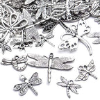 100g (About 50-80pcs) Antique Silver Dragonfly Charms Tibetan Insect Charms Pendants Craft Supplies for Bracelets Necklace Jewelry Making - style: Silver Dragonfly Charms