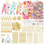 Ecoofor 364 Pcs Keychain Making Kit for Kids & Adults – Includes 20 Keychain Clips, 25 Extender Chains, 136 Charms, Beading Accessories, Jewelry Pliers – DIY Bag Charms & Jewelry Craft Kit Supplies - color: 5 Styles Essential Set