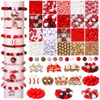 2400PCS+ Baseball Beads for Bracelet Making Clay Heishi Beads Crystal Pearl Letter Gold Spacer Bead Baseball Charms for Bracelet Necklace Making Game Day Party Favors DIY Crafts (Red White)