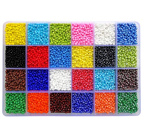 8/0 Glass Seed Beads About 7200 pcs in Box 24 Colors Size 3mm Craft Seed Beads for Making Bracelet Necklace Earring Jewelry - color: OPaque Colors Lot 3, size: 3mm