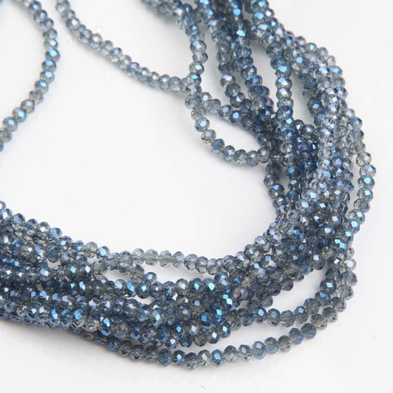 415pcs Rondelle Crystal Glass Beads 2mm 4mm 6mm 8mm Mixed Sizes, Faceted Briolette Spacer Czech Seed Loose Beads for DIY Jewelry Making (Blue) - color: Blue