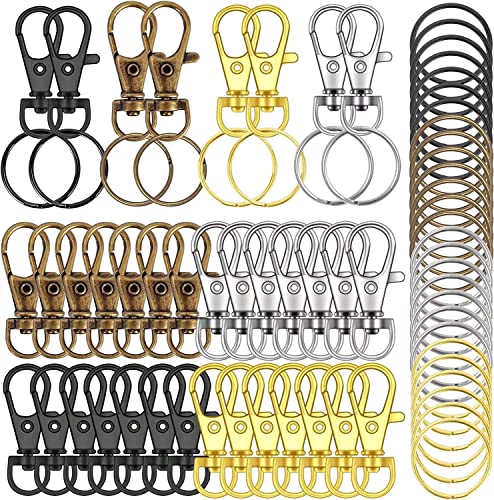 70PCS Swivel Snap Hooks with Key Rings, Metal Lobster Claw Clasp, Keychain Rings for Crafts(Mixed Color, 1.25inch(32mm) - color: mixed color, size: 32mm