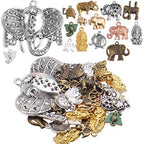 100g (About 20-40pcs) Mixed Alloy Elephant Charms Tibetan Animal Elephant Head Charms Pendants Jewelry Findings for Bracelets Necklace Crafts Making - style: Mixed Elephant Charms