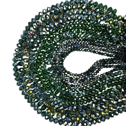 1040PCS Assorted Size Glass Beads, 4/6/8mm Crystal Glass Beads for Jewelry Making, Briolette Crystal Spacer Loose Bulk Beads for DIY Crafts, Suncatchers, DarkGreen AB - color: Darkblue AB
