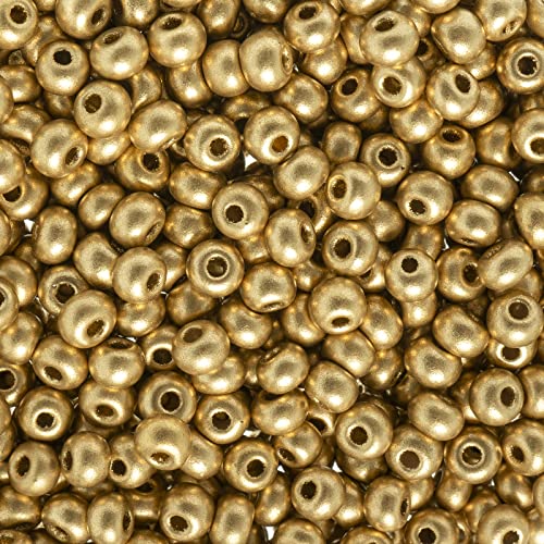 John Bead Czech Glass Seed Beads 6/0 Metallic Gold Beads for Jewelry Making Crafts, 23g Vial - color: Metallic Gold