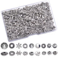 460Pcs Antique Silver Spacer Beads for Jewelry Making, Small Metal Flat Flower Beads, Bracelet, Necklace, Earring Findings & Supplies (460)