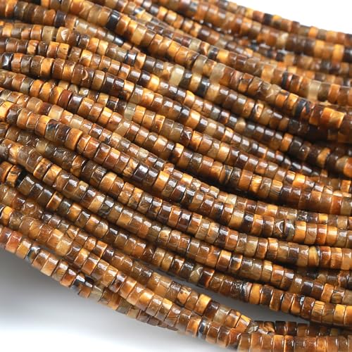 150pcs 2x4mm Natural Yellow Tiger Eye Stone Tube Shape Beads Loose Flat Round Cylinder Flat Spacer Stone Beads for Bracelet Earrings Jewelry Making - color: Yellow Tiger Eye Stone, size: 2x4mm Tube shape