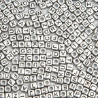 1000pcs Square Letter Beads for Bracelets, 6x6mm Silvery Cube Alphabet A-Z Beads for Jewelry Making Friendship Bracelets (Cube Silver) - color: 6x6mm silver
