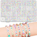 Colorful Alphabet Beads A-Z 1350+Pcs Letter Bead, Acrylic 4x7mm Round Digit Letter Beads Kits,Bracelets Necklaces DIY Jewelry Making Kits (Colorful,1350+PCS) - color: Colorful