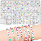 Colorful Alphabet Beads A-Z 1350+Pcs Letter Bead, Acrylic 4x7mm Round Digit Letter Beads Kits,Bracelets Necklaces DIY Jewelry Making Kits (Colorful,1350+PCS) - color: Colorful