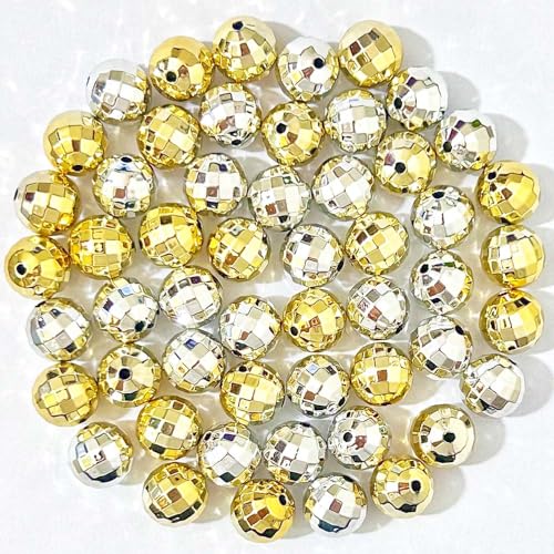 Mixed Lots Acrylic Faceted Bead DIY Beading Hairband Bracelets Necklace Craft Embelishment (Gold+Silver-Faceted) - color: Gold+Silver-Faceted