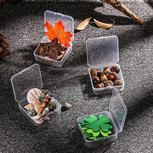 SATINIOR 12 Pack Clear Plastic Beads Storage Containers Box with Hinged Lid for Beads and More (2.12 x 2.12 x 0.79 Inch) - size: 2.12 x 2.12 x 0.79 Inch