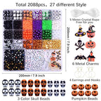BBita 2088pcs Halloween Polymer Clay Beads Bracelet Making kit, 24 Style Cute Fun Beads Skull Pumpkin Beads Charms for Jewelry Necklace Earring Making DIY Accessories for Women Girls - color: A3#Halloween