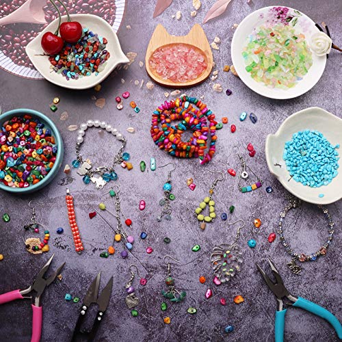 500 pcs Natural Chip Stone Beads, Hot Multicolor 5-8 mm Irregular Gemstones Healing Crystal Loose Rocks Bead Hole Drilled for Jewelry Making Bracelet - color: Hot Multicolor