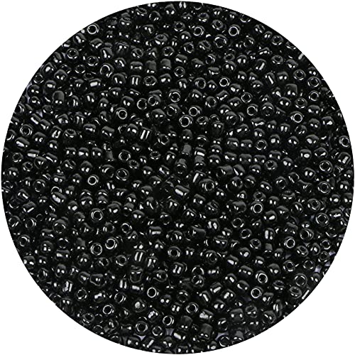 2200pcs Glass Seed Beads Bulk, 4mm 6/0 Pony Beads Bulk for Jewelry Making Mini Spacer Beads Loose Beads Craft Small Glass Seed Beads for DIY Bracelet Wrist (Black) - color: Black