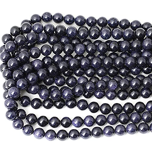 35PCS 10mm Natural Blue Sandstone Gemstone Round Loose Beads Stone Beads for Jewelry Making DIY Findings 1 Strand 15" - color: Blue Sand Stone, size: 10mm