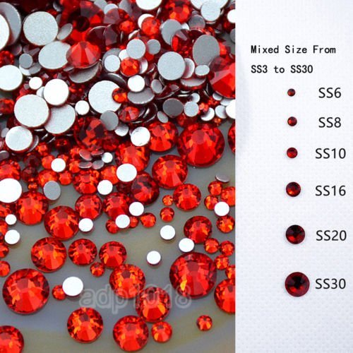 AD Beads 1440 Pieces Mixed Size Glue on Quality Glass Flatback Rhinestones Round Crystal Gems (17 Amethyst) - color: Amethyst 17