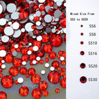 AD Beads 1440 Pieces Mixed Size No Hotfix Glue on Quality Glass Flatback Rhinestones Round Crystal Gems (25 Fuchsia) - color: Fuchsia 25