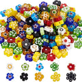 SUNNYCLUE 1 Box 200Pcs 10 Styles Handmade Millefiori Lampwork Glass Beads Flower Flat Round Loose Spacer Bead for DIY Necklace Bracelet Earring Jewelry Making Handmade Crafts - color: 200pcs Flower Small Beads