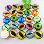 Julie Wang 20PCS 1.18inches Mixed Style Dragon Eyes Flatback Round time gem cover Glass Cabochon Dome for Jewelry Cameo Pendant DIY Finding 30mm - size: 30MM-20PCS