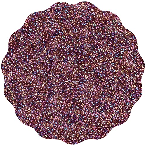 Size 2 mm 11/0 Glass Seed Beads, 10100 Pcs Small Mini Spacer Loose Pony Beads for Jewelry Making and DIY Crafts (Iris Amethyst Bronze) - color: Iris Amethyst Bronze, size: Small