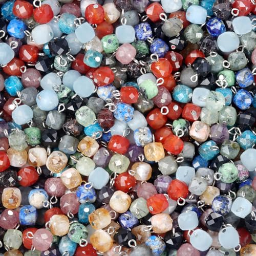 LE SKY 20 Pcs Square Stone Pendants Faceted Chic Natural Healing Crystal Charms Gemstone Beads for Jewelry Making Necklace DIY