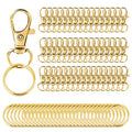 100PCS Gold Swivel Clasps Lanyard Snap Hooks with Key Rings, Key Chain Clip Hooks Lobster Claw Clasps for Keychains Jewelry DIY Crafts - color: Gold