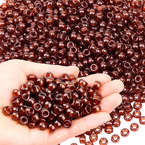 Brown Transparent Pony Beads for Bracelet Plastic Beads for Jewelry Making Fall Beads for Friendship Bracelets Thanksgiving Autumn Beads for DIY Bracelet Necklace Party Decoration Supplies - color: Brown Transparent
