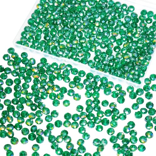 460Pcs 8mm Crystal Glass Beads for Jewelry Making Beads for Bracelets Necklace Pendants Making Supplies(Malachite Green) - color: Malachite green, size: 8mm 460pcs