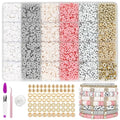 MIIIM Boho Neutral Clay Bead Bracelet Kit, Heishi Beads, Flat Clay Beads and Gold Spacer Beads for Jewelry Making, Friendship Bracelet Beads Kit for Valentine's Day, Crafts, Raves, Gifts - color: Boho Neutral