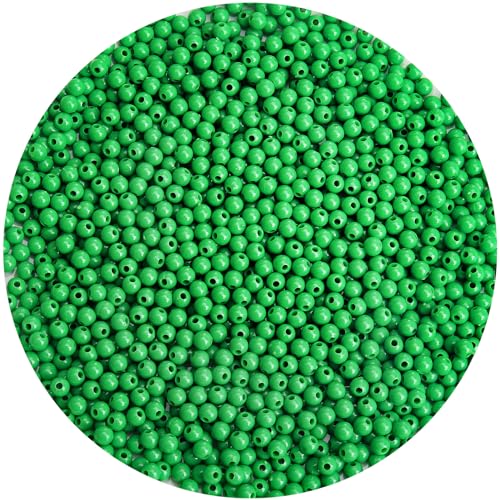BONNY BOXX 2000PCs 4MM Smooth Emerald Acrylic Round Beads, Plastic Resin Bubblegum Balls Chunky Gumball Beads for Necklace and Bracelet Making, Crafting Supplies - color: Smooth Emerald, size: 4MM