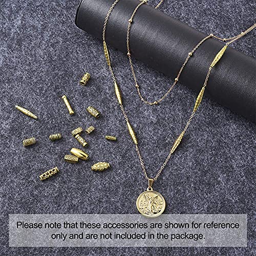 Beadthoven 150pcs/Box Tibetan Style Alloy Column Beads Mixed Antique Golden Metal Oval Cuboid Shuttle Tube Spacers Beads for Bracelet Necklace Jewelry Making Supplies - color: Antique Golden-Column