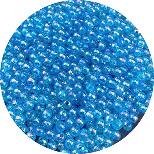 1000 Pcs 6mm Acrylic Round Beads AB Colors Round Spacer Beads for Earring Bracelet Necklace Key Chains Jewelry DIY Craft Making (Lake Blue AB) - color: Lake Blue AB, size: 6mm