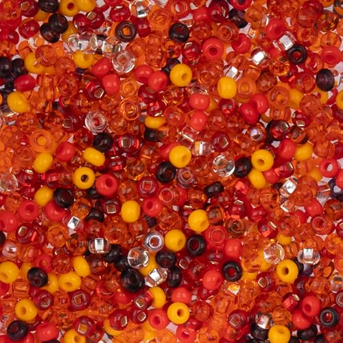 John Bead 8/0 Czech Glass Seed Beads 22 Grams Multi Mix Orange for DIY Arts Crafts Jewelry Bracelets Necklaces Earrings Phone Charm Making - color: Multi Mix Orange