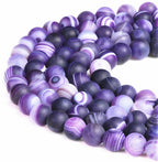 6mm Purple Stripe Agate Matte Round Natural Gematone Loose Beads for Jewelry Making DIY 1 Strand 15" - color: Matte Purple Stripe Agate, size: 6mm