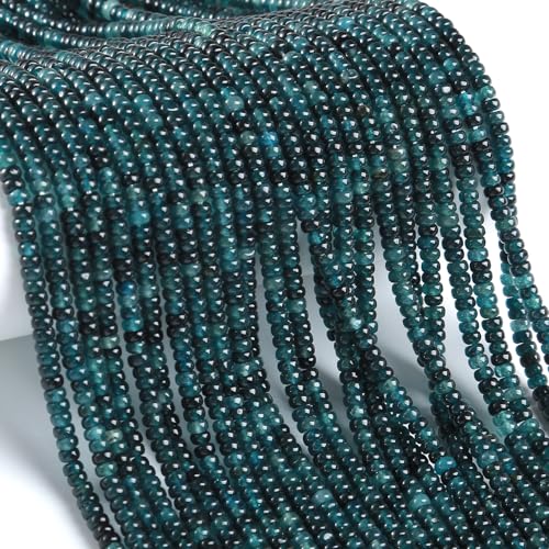 150PCS 2x4mm Natural Dark Blue Jade Rondelle Beads Abacus Disk Stone Beads Round Loose Spacer Gemstone for DIY Bracelet Necklace Jewelry Making - color: Dark blue jade Stone, size: 2x4mm Abacus Disk