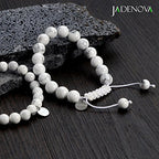 JADENOVA Natural Bead Bracelet Semi Precious Gemstone Beaded Bracelet for Women Healing Crystal Stone Stretch Bracelet Men Couple Bracelets (2pcs,6-8mm/8-10mm) - color: Howlite, size: 8mm/10mm