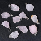 10pcs Irregular Raw Natural Rose Quartz Rock Stone Pendant Healing Crystal Chakra Gemstone Charm for Jewelry Making DIY Necklace Earrings Accessories Reiki - color: Rose Quartz