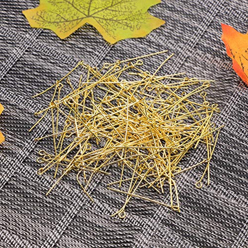 Shapenty 200PCS Mini Metal Wire Eyepins Beading Small Open Eye Head Pins Needles Bulk for DIY Craft Bead Earring Pendant Necklace Bracelet Jewelry Charm Finding Making (35mm/1.38inch, Gold) - color: Gold, size: 35 mm