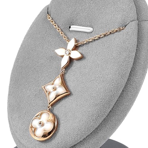 PU Leather Necklace Display Stand Microfiber Small Necklace Holder Jewelry Gift Display Stand For Birthday, Valentine's Day (Light Gray) - color: Light Grey