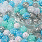 20mm Rhinestone Beads 20pcs Chunky Bubblegum Beads Beadable Pen Beads Shine Disco Ball Beads Jumbo Plastic Beads for Necklace Jewelry Bracelets DIY Crafts Making (bluewhite) - color: bluewhite