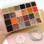 JINNBEY 24 Grids Mixed Style Seed Beads for Jewelry Making Kit, Glass Tubular Beads Glass Bugle Beads for Art and Craft Supplies, Beading Bracelet Set (with Memory Metal Wire)