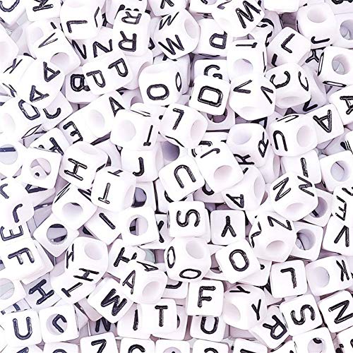 FASHEWELRY 300Pcs Cube White Acrylic Letter Beads 6x6mm Alphabet A-Z Spacer Beads for DIY Bracelet Necklace Jewelry Making - color: Mixed Letters, size: 6x6x6mm