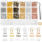 Anezus 1900 Pcs Earring Making Kit with Jewelry Hooks, Fish Hook Earrings, Backs, Jump Rings for Repair, Gifts
