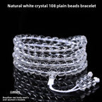 108 Clear Quartz Crystal Beads 8mm Mala Bracelet, Healing Stone Prayer Beads for Meditation Yoga Chakra Balancing - color: transparent
