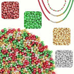 DECYOOL 1200Pcs Christmas Beads 4mm Round Spacer Beads Loose Ball Beads for DIY Bracelet Making Craft, Red & Green & Gold & Silver - color: Gold & Silver & Red & Green, size: 4mm