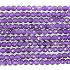 MJDCB 3mm Faceted Natural Amethyst Round Loose Beads for Jewelry Making DIY Bracelet Necklace - color: Amethyst
